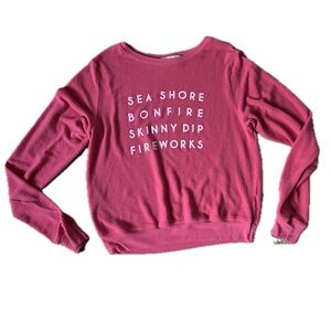 Wildfox Hot Pink Graphic Crewneck Sweater Size S